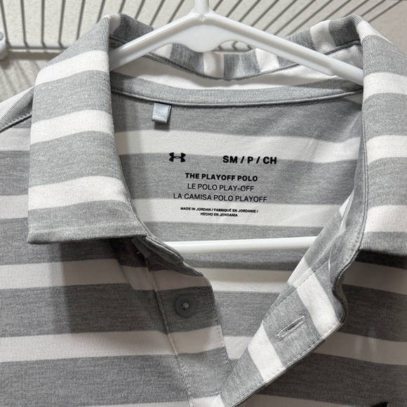 Under Armour Men's Light Gray and White Polo Shirt - Picture 2 of 7